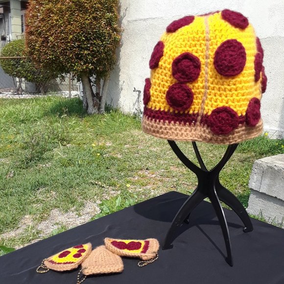 Hand Crafted Other - HANDMADE PEPPERONI PIZZA PIE BEANIE
